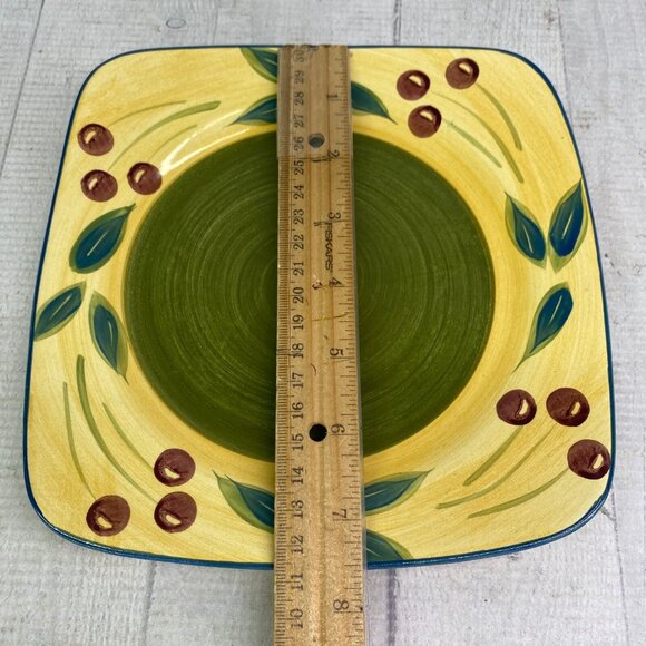 Maxam Sonoma Tuscan TUSCANY Olive Green Center Square Ceramic Salad Plates Set 6 - Picture 15 of 16